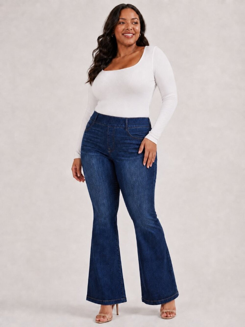 SPANX Pull-On High Rise Flare Jeans Midnight Shade 3X Petite